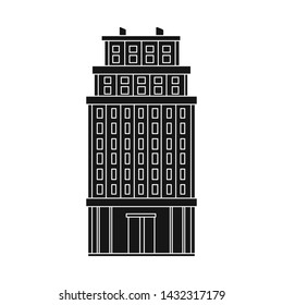 Vector illustration of skyscraper and hotel sign. Collection of skyscraper and office stock vector illustration.