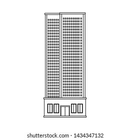 Vector illustration of skyscraper and hotel sign. Set of skyscraper and center vector icon for stock.