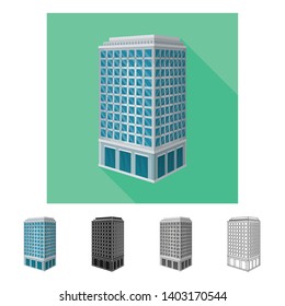 Vector illustration of skyscraper and house icon. Set of skyscraper and hotel stock vector illustration.