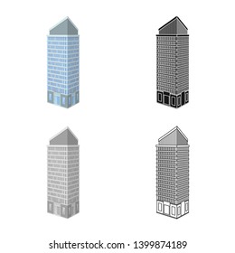 Vector illustration of skyscraper and office symbol. Set of skyscraper and department stock symbol for web.