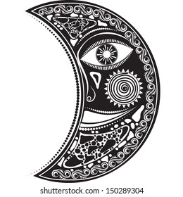 Vector illustration of slavic symbols, tattoo design in black and white isolated