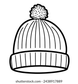 Vector illustration of a sleek beanie outline icon, perfect for fashion-themed projects.