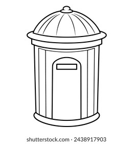 Ilustración vectorial de un elegante icono de esquema de cubo de basura, ideal para proyectos de gestión de residuos.