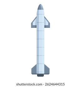 Vector illustration of a sleek, cartoony rocket in a flat design style
