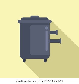 Vector illustration of a sleek modern electric pressure cooker with a minimalist design on a mustard background