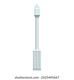 Vector illustration of a sleek, modern rocket ready for space exploration, isolated on a white backdrop