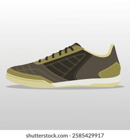 vector illustration of a sleek, modern sneaker with a white sole and a dark gray upper, highlighted by teal accents and intricate stitching details