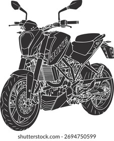 Ilustración vectorial de una elegante motocicleta en la vista de perfil
