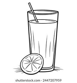 Ilustración vectorial de un elegante icono de vaso de jugo de naranja.