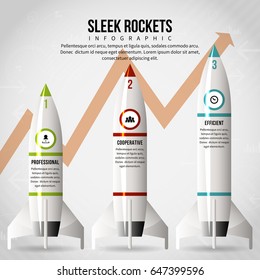 Vector Illustration Of Sleek Rocket Infographic Design Element.