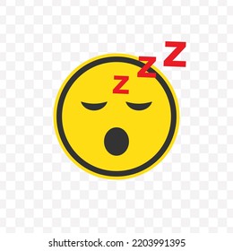 Vector illustration of sleep emoticons. Colored icons for website design .Simple design on transparent background (PNG).