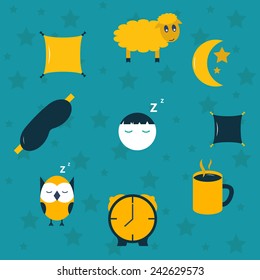 Vector illustration with sleep icons for your design