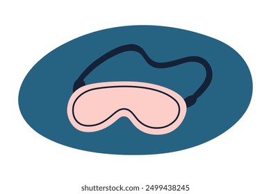 Ilustración vectorial de una máscara para dormir para un descanso nocturno cómodo. Accesorio de la máscara del ojo para dormir mejor, relajación de la hora de dormir, estilo plano de la historieta, salud y comodidad, Clipart coloreado aislado