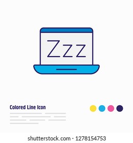 Vector illustration of sleep mode icon colored line. Beautiful notebook element also can be used as laptop icon element.