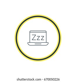Vector Illustration Of Sleep Mode Outline. Beautiful Computer Element Also Can Be Used As Laptop Element.
