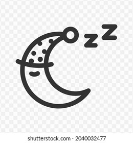 Vector illustration of sleep moon icon in dark color and transparent background(png).
