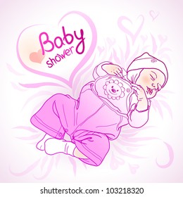 Vector illustration of sleeping baby