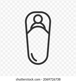 Vector illustration of sleeping bag icon in dark color and transparent background(png).