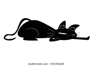 Vector Illustration of Sleeping Black Cat