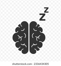 Vector illustration of sleeping brain icon in dark color and transparent background(PNG).