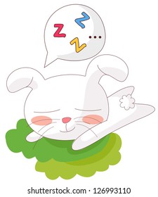 A vector illustration of a sleeping bunny