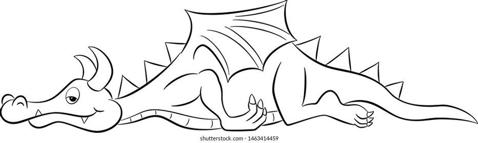 vector illustration of a sleeping cartoon dragon