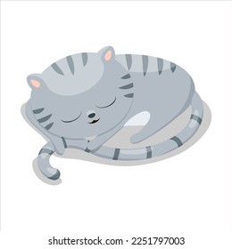 Ilustración vectorial de un gato dormido