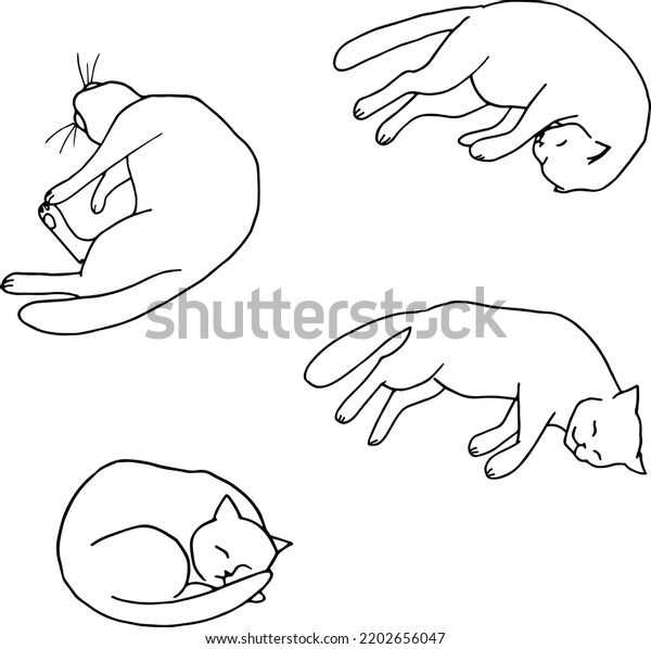 Vector Illustration Sleeping Cat Poses On Stock Vector (Royalty Free ...