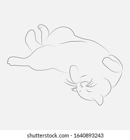 Vector illustration of a sleeping cat in simple style