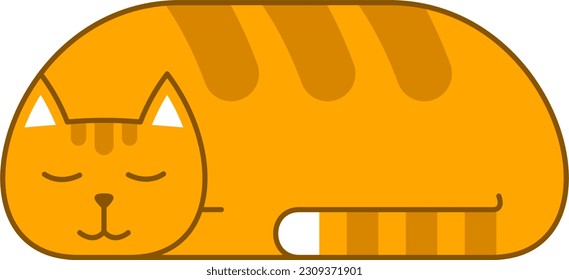 Vector illustration of a sleeping cat that looks like a bun