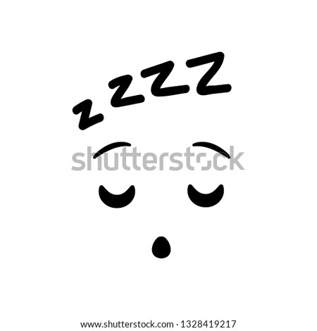 Vector illustration, sleeping emoji face with hand drawn "ZZZZ" lettering. High quality, isolated.