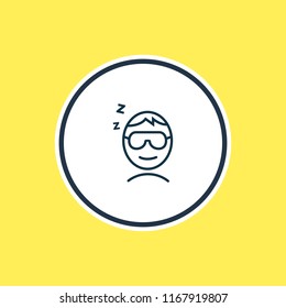 Vector illustration of sleeping man icon line. Beautiful tourism element also can be used as asleep icon element.