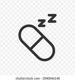 Vector illustration of sleeping pills icon in dark color and transparent background(png).