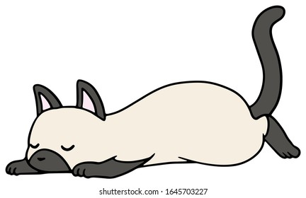 Vector illustration of a sleeping 
Siamese cat