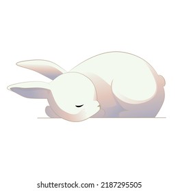 Vector illustration of a sleeping white rabbit.