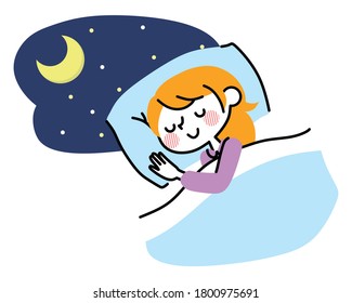Vector illustration of sleeping woman.