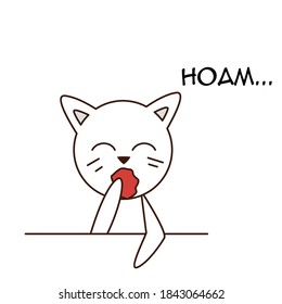Vector illustration of a sleepy kawaii cat