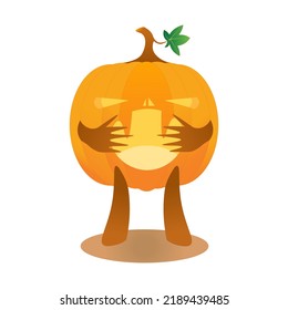 Vector illustration of sleepy pumpkin head character design. Vector illustration of data. Flat illustration on white background for decoration design.