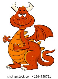 vector illustration of a sleepy smiling cartoon dragon