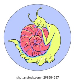 Vector illustration of a sleepy snail
