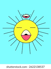 uma ilustração vetorial de bocejos de sol sonolentos pela manhã