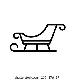 Vector illustration of santa’s sleigh. Minimal icon in line style for christmas, new year celebration. Simple design for winter holidays and decorations 