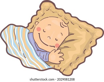 Ilustración vectorial con bebé dormido que puede utilizarse como pegatina