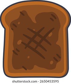 Vector illustration of a slice of burnt toast. Great for depicting kitchen mistakes, burnt food, or humor in culinary contexts.