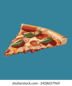 Vector illustration of the slice of pepperoni pizza