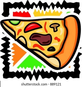 A vector illustration of a slice of pizza.