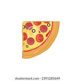 Vector illustration of a slice of pizza with cheese