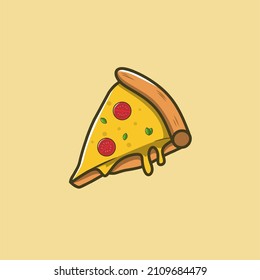 Vector illustration of a slice of pizza with flat design