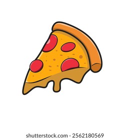 Vector illustration of a slice of pizza with melted cheese