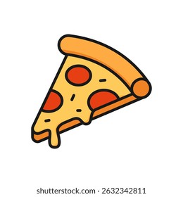 Vector illustration of a slice of pizza on a white background